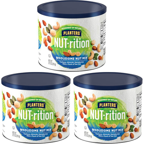 Planters NUT-rition Wholesome Nut Mix with Cashews, Almonds, and Macadamias, 9.75 oz Canister