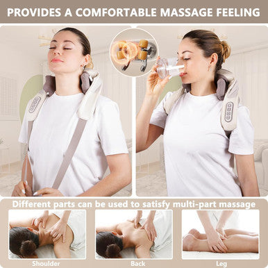 Pain Relief Deep Tissue Shiatsu Neck Massager With Heat Neck Back Shoulder Electric Kneading Massager Perfect Gifts For Dad Mom (Cat Claw Shape Kneading Massage)