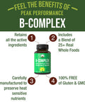 Peak Performance Raw Whole Food Vegan B Complex Supplement