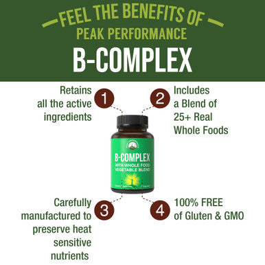 Peak Performance Raw Whole Food Vegan B Complex Supplement