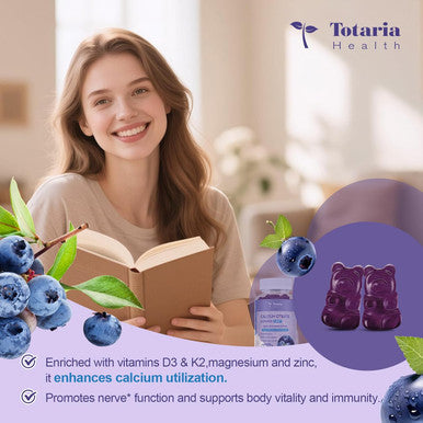 Totaria 2 Pack Calcium Citrate Gummies 1200 Mg - Calcium Supplements For Women With Vitamin D3 & K2,Magnesium,Zinc - Sugar Calcium Gummies For Bone & Teeth & Immune Support- Peach Flavor