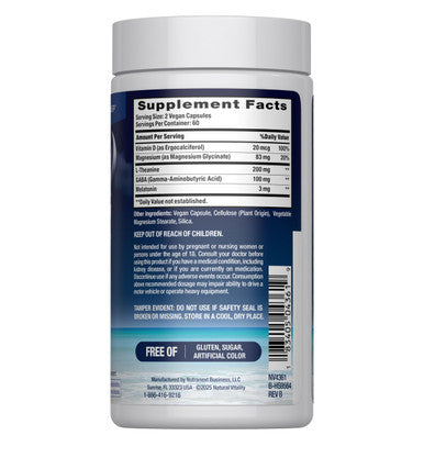 Natural Vitality Calm Sleep Capsules | Magnesium with Melatonin L-Theanine & Gaba Supplement | For a Good Night's Sleep | Non-GMO Gluten Free & Vegan | 120 Count
