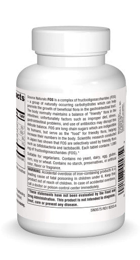Source s FOS 1000 mg Fructooligosaccharides Probiotic Enhancer - 100 Tablets