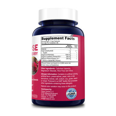 D-Mannose Complex 1400 mg ( with Hibiscus and Cranberry) - 180 Veggie Caps.