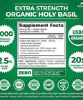 Zazzee Usda Organic Holy Basil 20:1 Extract, 6000 Mg Strength, 2.5% Ursolic Acid, 120 Vegan Capsules, 4 Month Supply, Concentrate