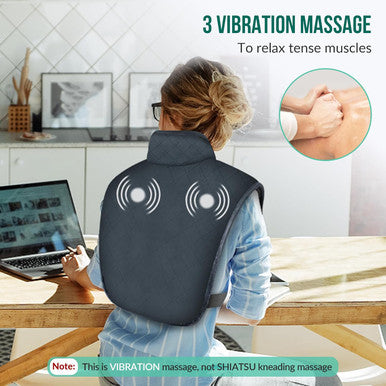 Snailax Heating Pad For Neck And Shoulders, Electric Heat Pad For Back Pain, Weighted Heated Wrap, 24V Safety Volt. Heating Pads With Massager, 2 Heat Levels & 5 Massage Modes, Gifts
