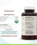 Cleavers Usda Organic 120 Capsules | Natural Herbal Supplement | Certified Organic Vegetarian Capsules And Organic Cleavers (Gali