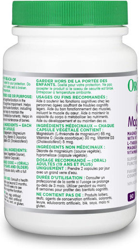 Organika Magtein - Magnesium L-Threonate With Vitamin C And D3 - Supports Cognitive Function, Clinically Studied, 900Mg Of Magnesium - 90Vcaps
