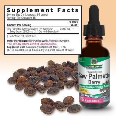 Nature'S Answer Saw Palmetto Berry Extract Herbal Supplement with Organic Alcohol 1-Fluid Ounce | Supports Prostate Health | Minimize Hair Loss | Maintains Healthy Bladder
