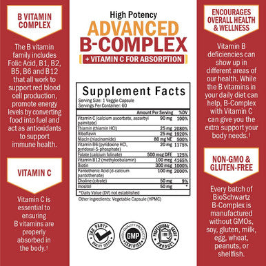 Vitamin B Complex with Vitamin C Supplement 60ct