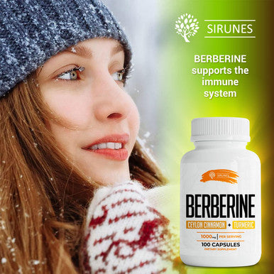 SIRUNES Berberine Capsules Ceylon Cinnamon & Turmeric - Berberine Hcl Dietary Supplement For Men And Women Non Gmo Berberine 1000Mg, Immune System Booster