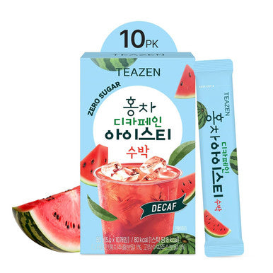 Teazen Summer Watermelon Iced Tea Sugar Uva Black Tea Hydration Drink Mix Decaf 10 Sticks 1.76oz