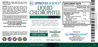 Approved Science Liquid Chlorophyll 6 fl. Oz. 60 mg ChloroAbsor Mulberry Leaf Extract Energize The Body Digestive and Immune Support Natural Deodorant and Detox Vegan Made in The USA