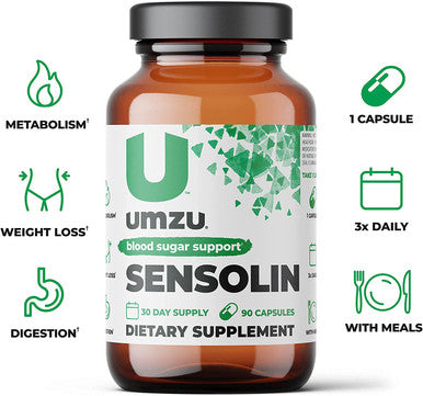 UMZU Sensolin Natural Blood Sugar Stabilizer Blood Sugar Metabolism Support Helps Regulate Blood Glucose Reduces Hangry Behavior Promotes Weight Loss with No Artificial Fillers