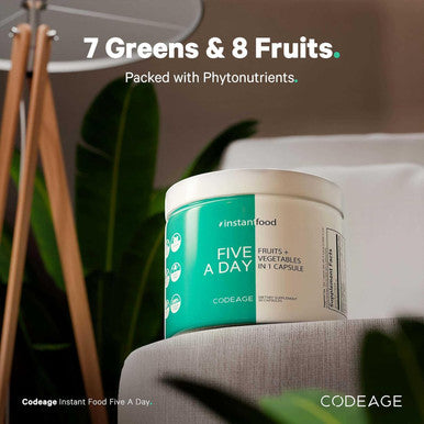 Codeage 5 Servings of Fruits & Veggies Equivalent in 1 Single Capsule - Whole Food Instantfood with 15 Greens & Fruits in All-in-One Pill Eat Vegetables - Vegan Vitamins Supplement - Non-GMO - 30 ct