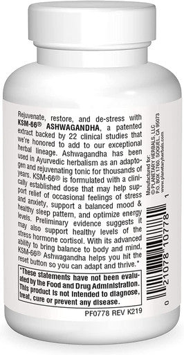 Planetary Herbals KSM-66 Ashwagandha Root Extract 600 mg - 120 Vegetarian Capsules