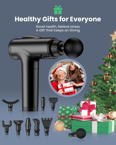 Ayura Massage Gun Deep Tissue, Percussion Muscle Massage Gun With 9 Heads 30-Speed Levels, Portable Handheld Massager Gun For Back Whole Body, Gifts For Athletes Men Women (Black)