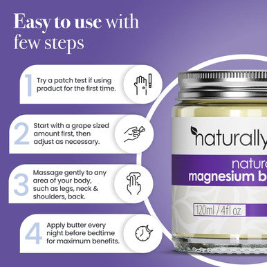 Naturallymum NaturallyMum - Magnesium Body Butter Cream for Sleep [NATURAL & VEGAN] - Magnesium Body Butter Support for Sleep Heart Bone Nerve Gut & Muscle Health - Magnesium Butter Cream for Sleep - Lavender