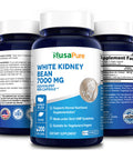NusaPure White Kidney Beans 7,000 mg 200 Veg Capsules - Extract 20:1, Vegetarian, Gluten-Free and Non-GMO