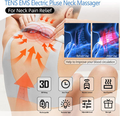 Electric Pulse Neck Massager With Heat For Pain Relief Fsa Or Hsa Eligible 10 Modes 15 Intensities Therapy Deep Tissue Trigger Point Intelligent Massager Cordless Gifts For Men Women