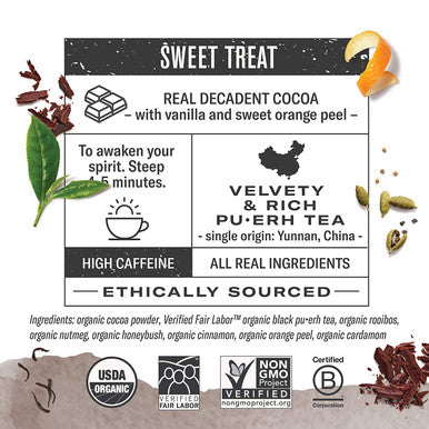 Numi Organic Tea Chocolate Puerh 16 Count Box of Tea Bags (Pack of 3)