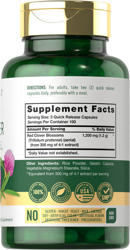 Carlyle Red Clover Capsules 1200Mg | 200 Count | Trifolium Pratense | Non-Gmo, Gluten Free | Red Clover Blossom Extract Supplemen