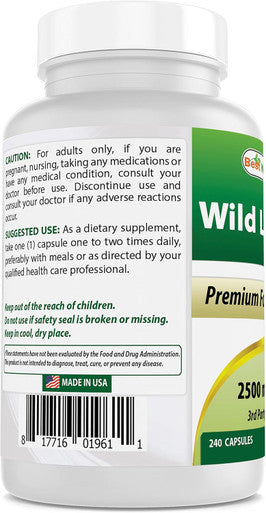 Best Naturals Wild Lettuce 10:1 Extract 250 mg (Equivalent to 2500 mg Wild Lettuce Powder) - 240 Capsules
