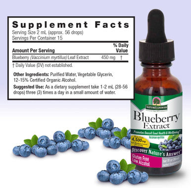 Nature'S Answer Blueberry Leaf with Organic Low Alcohol 1 Fluid Ounce | Overall Wellness Support | Healthy Eye Support