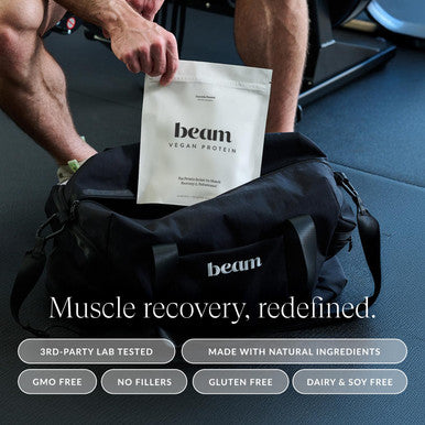 Beam Vegan Protein Powder Organic Pea Protein Isolate 20g Plant-Based Protein per Serving Third-Party Tested No Added Sugar Dairy Free Soy Free Gluten Free 20 Servings Chocolate