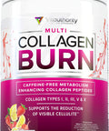 Multi Collagen Burn MultiType Hydrolyzed Collagen Protein Peptides with Hyaluronic Acid Vitamin C SOD B Dimpless Types I II III V and X Collagen Caffeine Strawberry Lemonade
