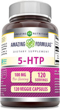 Amazing Nutrition Formulas 5-HTP (Hydroxytryptophan) Supplement | 100 Mg Per Serving | Veggie Capsules | Non-GMO | Gluten | Made in USA (1 Pack 120 Count)