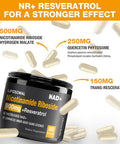 Nad Supplement - Nad+ With Nicotinamide Riboside (Nr) And Resveratrol Quercetin 900Mg Pure Organic Nad Plus For Cellular Repair Healthy Aging Brain Function, 80 Capsules