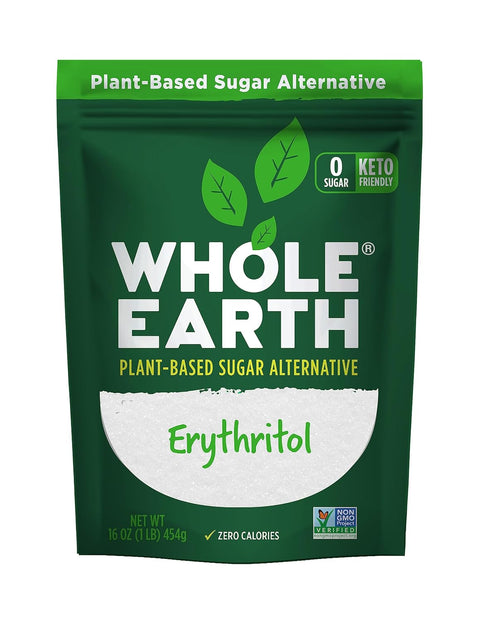 WHOLE EARTH 100% Erythritol Zero Calorie Plant-Based Sugar Alternative, 4 Pound Pouch (Packaging May Vary )