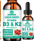 WellVeraVida D3 K2 Vitamin 10000Iu, Liquid Drop Vitamin D3 With K2 (Mk-7)200Mcg Coconut Oil, 6X Stronger Than D3 K2 Sofegels, Magnesium Zinc For Absorption -K2 D3 Vitamin Supplement For Joint Teeth & Bone Health