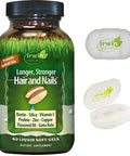 Irwin Naturals Longer Stronger Hair And Nails - Promotes Vibrant Shine Texture & Strength - 60 Liquid Softgels With Pill Case
