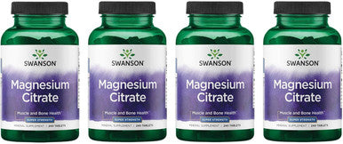 Swanson Magnesium Citrate - Super Strength 112.5 mg 240 Tabs 4 Pack