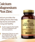 Solgar Calcium Magnesium Plus Zinc 100 Tablets - Promotes Healthy Bones And Teeth - Supports Nerve & Muscle Function - Non Gmo Vegan Gluten Free Dairy Free Kosher Halal - 33 Servings