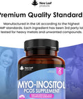 Myo-Inositol Pcos Supplement - Myo Inositol Capsules Pcos Supplement Enriched With Folic Acid, Vitamin B12 And Chromium - Hormone Balance For Women 120 Vegan Capsules Uk Made Leaf Vitamin B8
