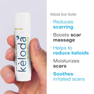 Keloid Scar Care Butter Stick, Scars & Keloids Treatment Balm, For Surgical Scars & Keloids From Piercings, Stretch Marks, Acne, With Anti-Scar Cocoa, Shea Butter, Coconut, & Jojoba Oils