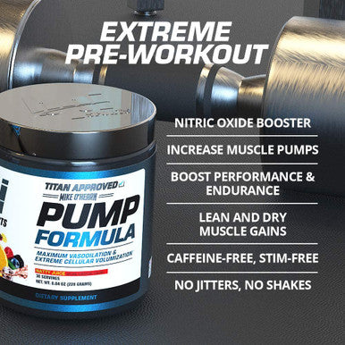 BPI Sports Pump Formula - Mike OHearn Titan Series - Caffeine Free Pre-Workout Powder - DIM, L-Citrulline, Citrulline Malate - Muscle Builder and Muscle Recovery (Natty Juice, 8.46oz)