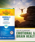 Country Life Omega 3 Mood 2000Mg Fish Oil With Epa & Dha 180 Softgels Certified Gluten Free