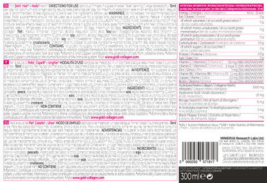 GOLD COLLAGEN Multidose Pure - Collagen upplements for Women & Men with Biotin for Hair Skin Nail - Mood Energy & Immune System Booster with Vitamin C Hyaluronic Acid Marine Collagen Zinc 300 ml
