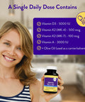InnovixLabs ADK Vitamin Supplement Vitamin D3 K2 5000 IU Low Dose Vitamin A for Absorption Contains Both Vitamin K2 MK7 MK4 Supports Immune System Heart Bones 60 Capsules