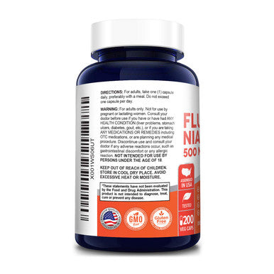 NusaPure Flush Free Niacin 500mg 200 caps (Non-GMO & )