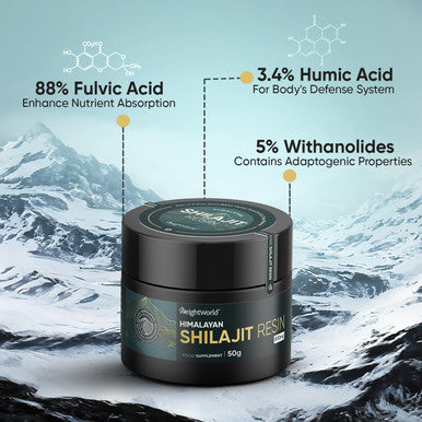 Weightworld n Shilajit Resin 50g | 2+ Months Supply | 800mg | High Levels of Fulvic Acid Humic Acid & Withanolides for Energy | with Ashwagandha Turmeric & Black Musli | Vegan Shilajit Resin n