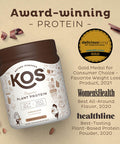Kos Vegan Protein Powder, Chocolate Usda Organic - Low Carb Pea Protein Blend, Plant Based Superfood With Vitamins & Minerals - Keto, Soy, Gluten - Meal Replacement For Women & Men - 10 Servings