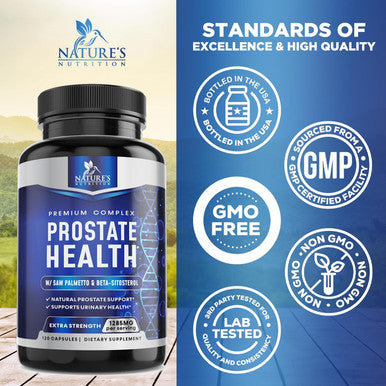 Nature'S Nutrition Prostate Supplements for Men - Support Supplement Complex with Saw Palmetto Beta Sitosterol Stinging Nettle Pumpkin Seed Lycopene Vitamin B6 E - Supports Prostate & Urinary Health - 120 Capsules