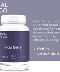 HEAL + CO. Acai Berry | High Potency 10:1 Extract, 10,000 mg per serving | Antioxidant | 120 x 500 mg Capsules