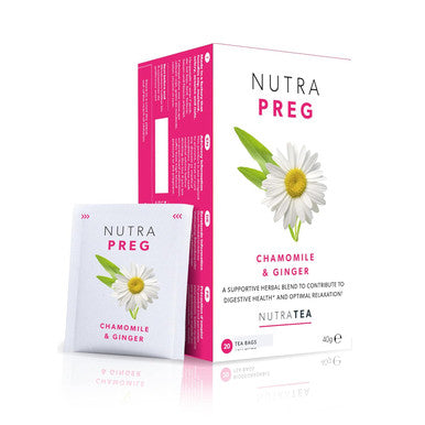 Nutra Tea NUTRAPREG - Pregnancy Tea | Morning Sickness Tea - Help Ease Nausea & Support Mothers Wellbeing - Includes Ginger Peppermint & Chamomile - 20 Enveloped Tea Bags - by - Herbal Tea