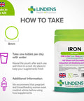 Lindens Iron 14mg - 120 Vegan Tablets - Reduce Tiredness, Increase Energy | Creates Healthy Red Blood Cells | Normal Oxygen Transportation | (4 Months Supply) | UK Manufacturer, Letterbox Friendly